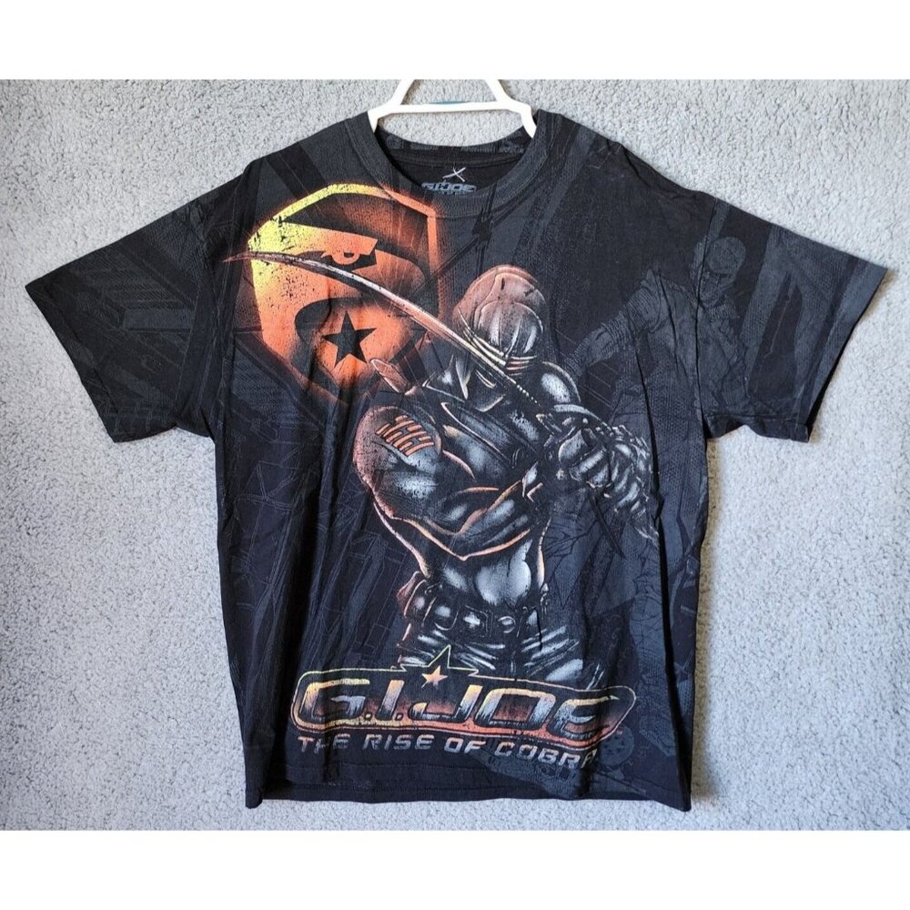 GI JOE The Rise Of Cobra Snake Eyes AOP 2009 Movie Promo Black T Shirt Size‎ XL